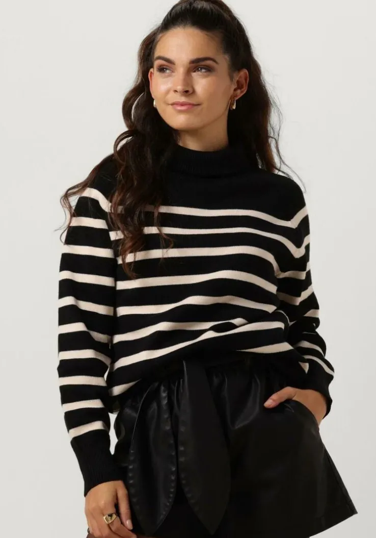 zwarte notre-v coltrui stripe knit sweater