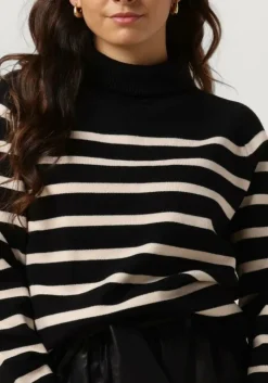 zwarte notre-v coltrui stripe knit sweater