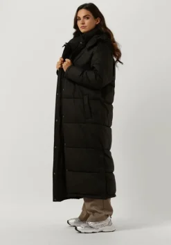 zwarte notre-v gewatteerde jas puffer long