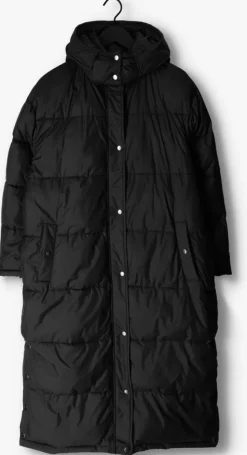 zwarte notre-v gewatteerde jas puffer long