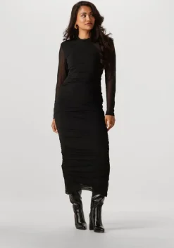 zwarte notre-v jurken nv-gilda mesh jurk uni