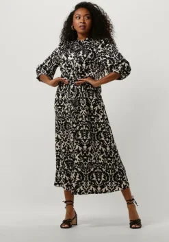 zwarte notre-v midi jurk satin dress one