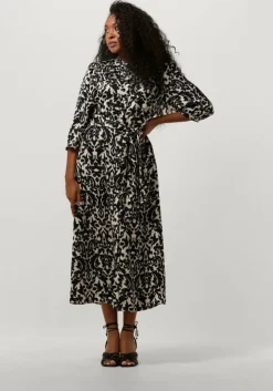 zwarte notre-v midi jurk satin dress one