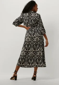 zwarte notre-v midi jurk satin dress one