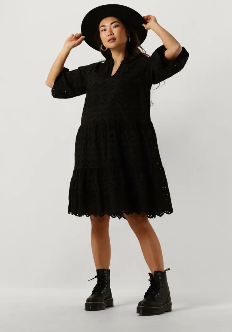 zwarte notre-v mini jurk nv-donna dress broderie anglaise dress
