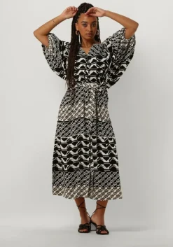 zwarte nukus midi jurk amelia dress graphic
