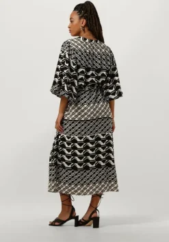 zwarte nukus midi jurk amelia dress graphic