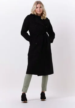 zwarte object mantel clara wool coat