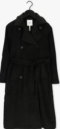 zwarte object mantel clara wool coat