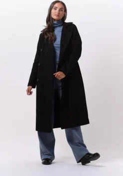 zwarte object mantel clara wool coat