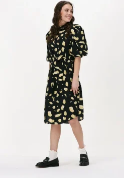 zwarte object midi jurk mesa 2/4 shirt dress