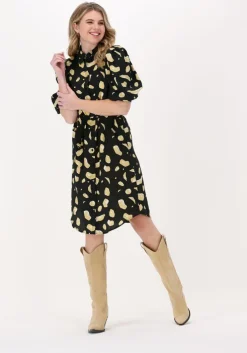 zwarte object midi jurk mesa 2/4 shirt dress