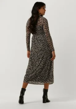 zwarte object midi jurk mariann l/s dress