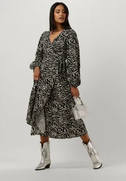 zwarte object midi jurk objleonora l/s wrap midi dress
