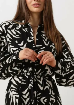 zwarte object midi jurk objemira tilda l/s dress