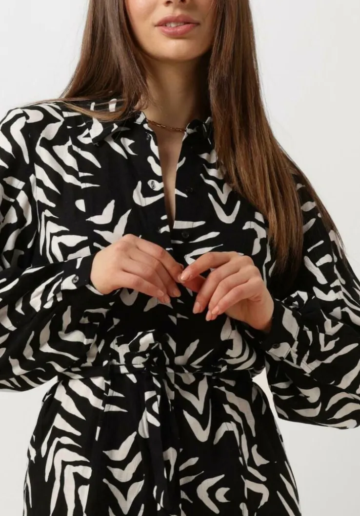 zwarte object midi jurk objemira tilda l/s dress