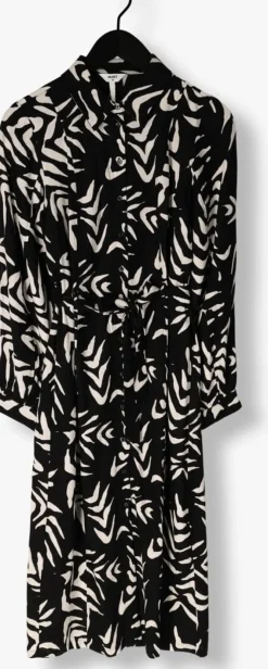 zwarte object midi jurk objemira tilda l/s dress
