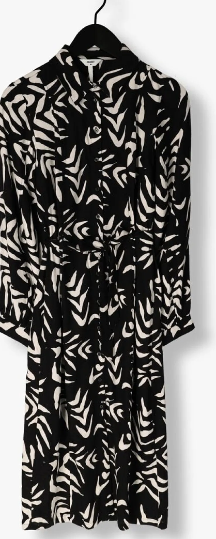 zwarte object midi jurk objemira tilda l/s dress