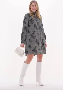 zwarte object mini jurk evelyn l/s short dress