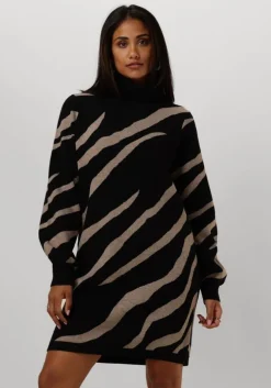 zwarte object mini jurk objray l/s knit rollneck dress