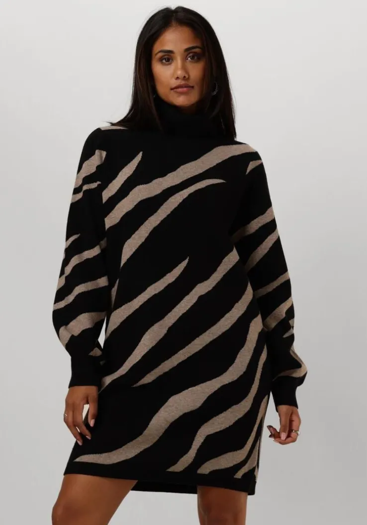 zwarte object mini jurk objray l/s knit rollneck dress