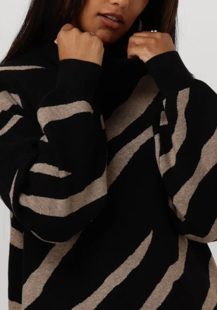 zwarte object mini jurk objray l/s knit rollneck dress