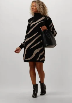 zwarte object mini jurk objray l/s knit rollneck dress