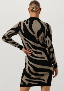 zwarte object mini jurk objray l/s knit dress aop