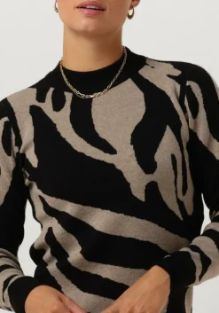 zwarte object mini jurk objray l/s knit dress aop