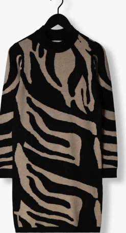 zwarte object mini jurk objray l/s knit dress aop