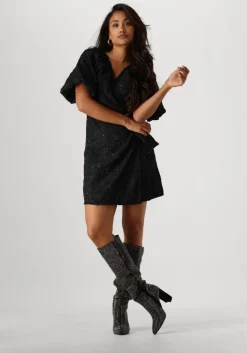zwarte object mini jurk objfara re 2/4 wrap dress
