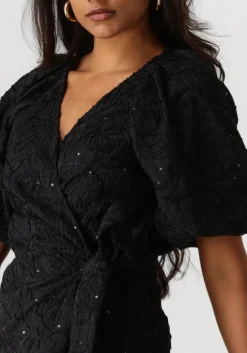 zwarte object mini jurk objfara re 2/4 wrap dress