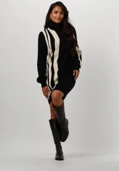 zwarte object mini jurk objray l/s knit rollneck dress