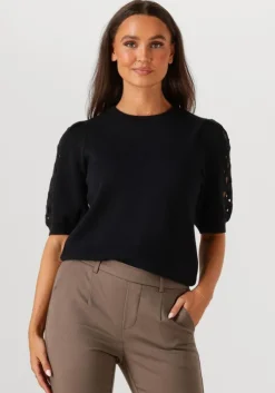 zwarte object trui objyuki s/s re knit pullover 140