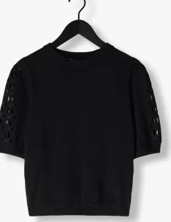 zwarte object trui objyuki s/s re knit pullover 140