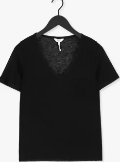 zwarte object t-shirt objetessi slub s/s v-neck noos