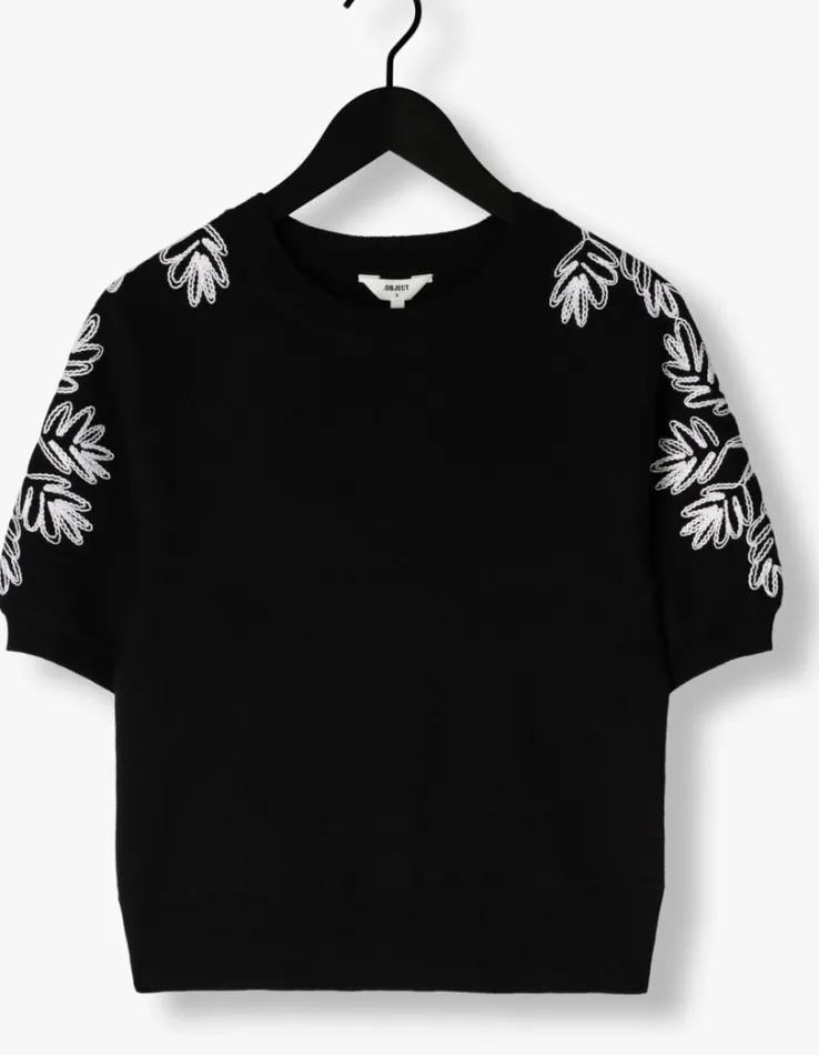 zwarte object t-shirt objrashia knit 2/4 re pullover