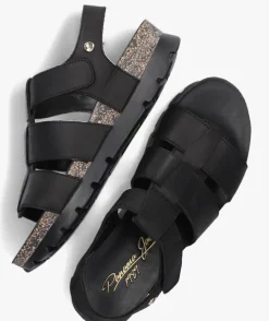 zwarte panama jack platte sandalen sammy