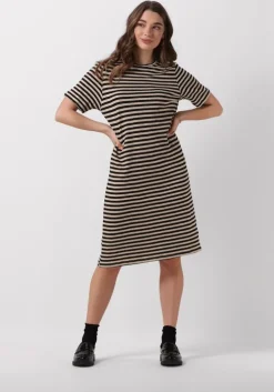 zwarte penn & ink midi jurk dress stripe