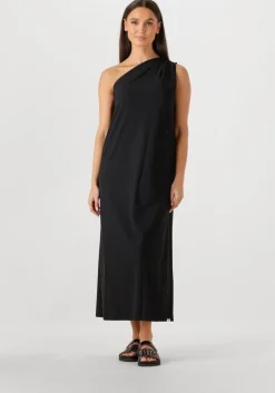 zwarte penn & ink midi jurk dress one shoulder