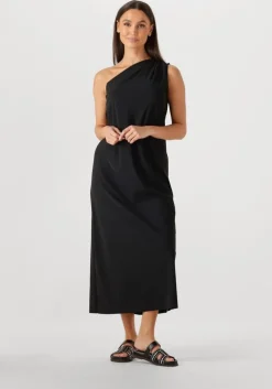 zwarte penn & ink midi jurk dress one shoulder