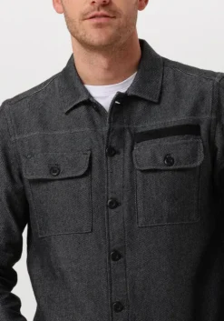 zwarte pme legend overhemden long sleeve shirt ctn 2tone flannel twill