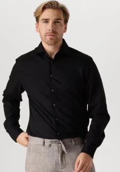 zwarte profuomo klassiek overhemd fine twill - slim fit - non iron