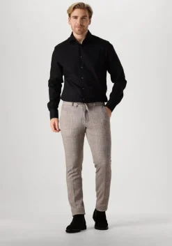 zwarte profuomo klassiek overhemd fine twill - slim fit - non iron