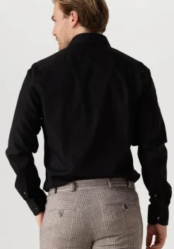 zwarte profuomo klassiek overhemd fine twill - slim fit - non iron