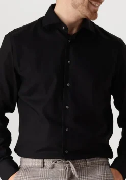 zwarte profuomo klassiek overhemd fine twill - slim fit - non iron