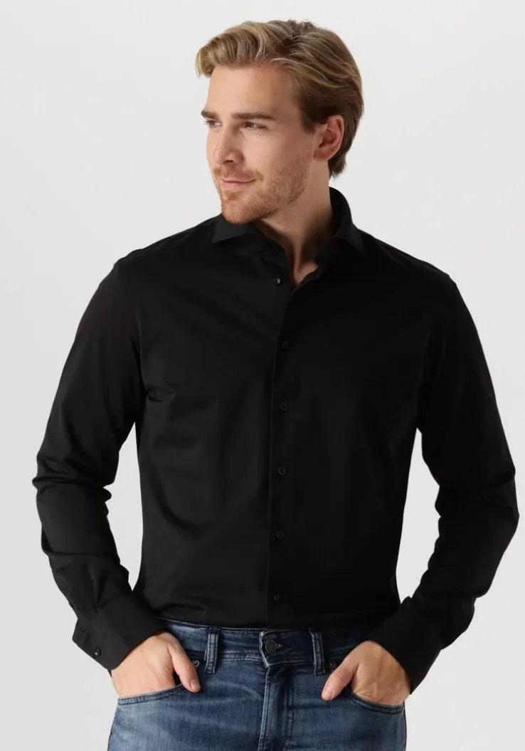 zwarte profuomo klassiek overhemd shirt x-cutaway japanese knitted