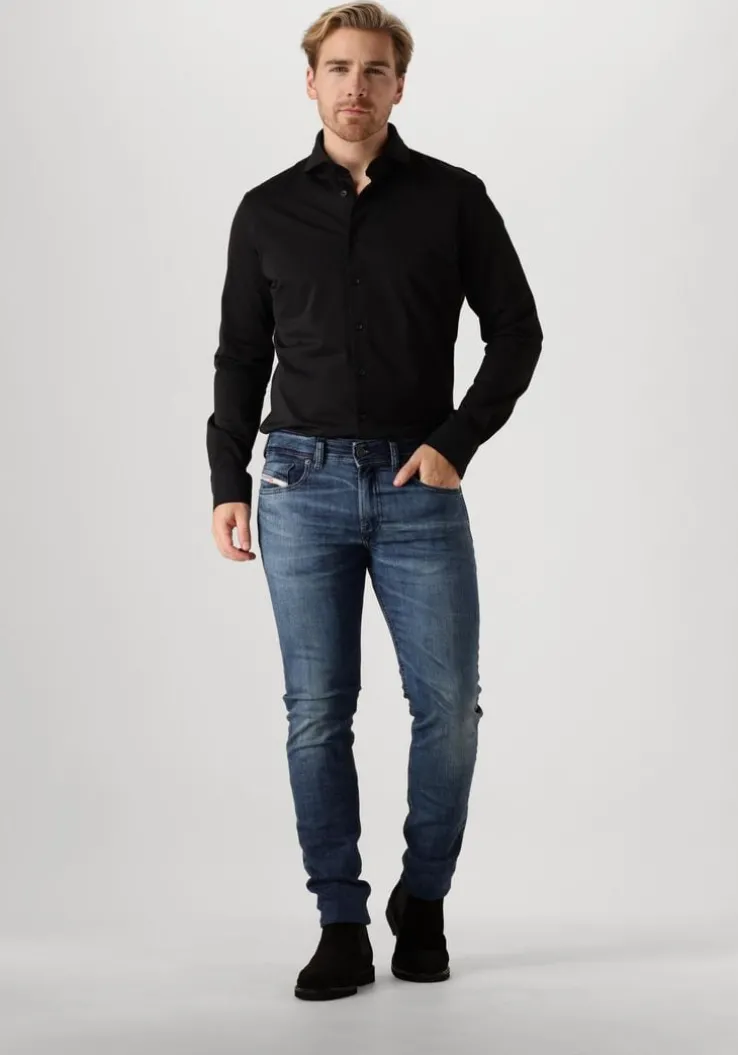 zwarte profuomo klassiek overhemd shirt x-cutaway japanese knitted