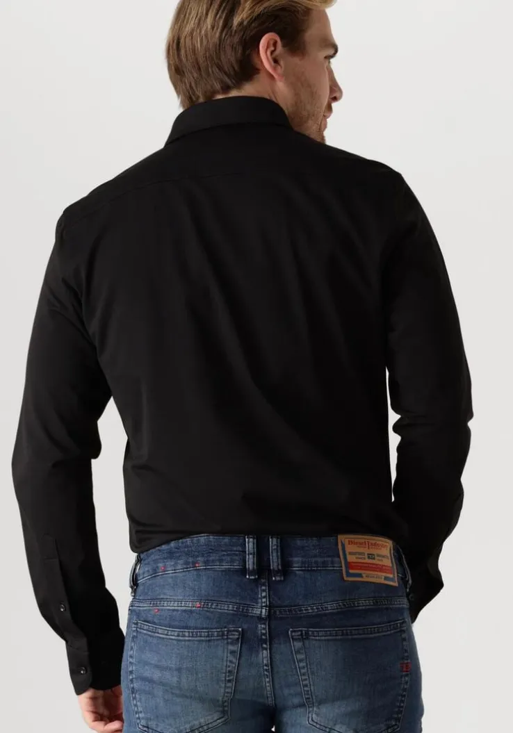 zwarte profuomo klassiek overhemd shirt x-cutaway japanese knitted