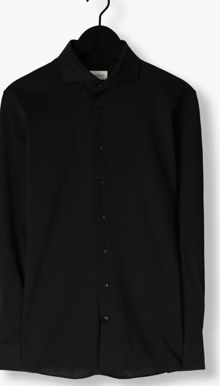 zwarte profuomo klassiek overhemd shirt x-cutaway japanese knitted